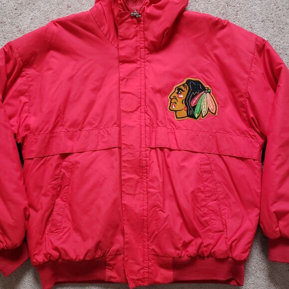 Vintage 90s Chalk Line Chicago Blackhawks Size Large USA Made Mens Red Jacket - Picture 2 of 13
